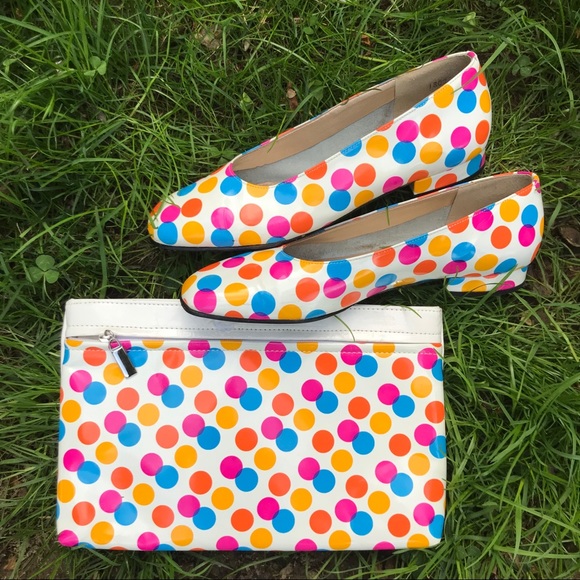 Shoes - Vintage RARE 60s polka dot shoe and bag set